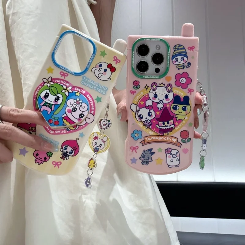 

Korean Cute Cartoon Bear Rabbit 3D PINK Heart Love Mirror bracket case for iphone 11 12 13 14 15 16 Pro Max Y2k Rabbit Pendant