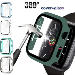 Vidrio templado y funda para Apple Watch series 9, 8, 7, 41mm, 45mm, 42mm, Protector de pantalla para iWatch 6, 5, 4, se, 44mm, 40mm, carcasa