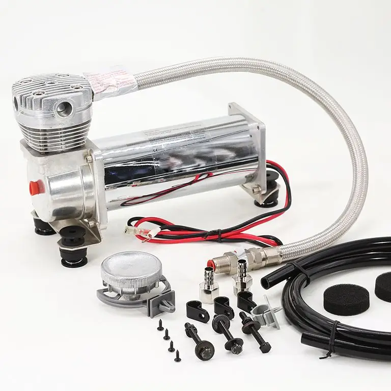 Super Silent 70DB SQ495 DC 12V 300PSI OUTLET 3/8 or 1/4 CARTEEAIR Car Air Suspension Compressor/ Pump Silver / Black