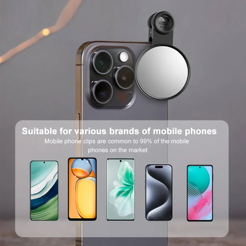 Clip-on cermin Selfie ponsel, untuk kamera belakang ponsel Universal cermin Selfie dengan IPhone 12 Samsung Foto Video aksesoris Selfie