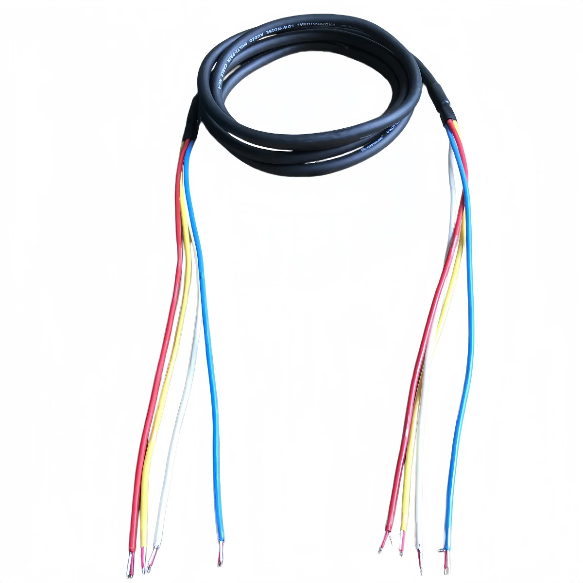 4-Channel Professional Audio Bare Wire Cable, 4-Core 4-Color Low-Noise Audio Shielded Cable, Stripped at Both Ends with No Connectors, Ready for DIY Soldering after Purchase, the Cable Has Pre-Processed Sheath and Terminal Ports, Users Can Choose the Audio Plug They Need for Soldering, the Product Is Suitable for Users to Distribute Cable Plugs According to Actual On-Site Applications, Four-Core Multi-Color Split-Line Stage Engineering Audio Signal Cable