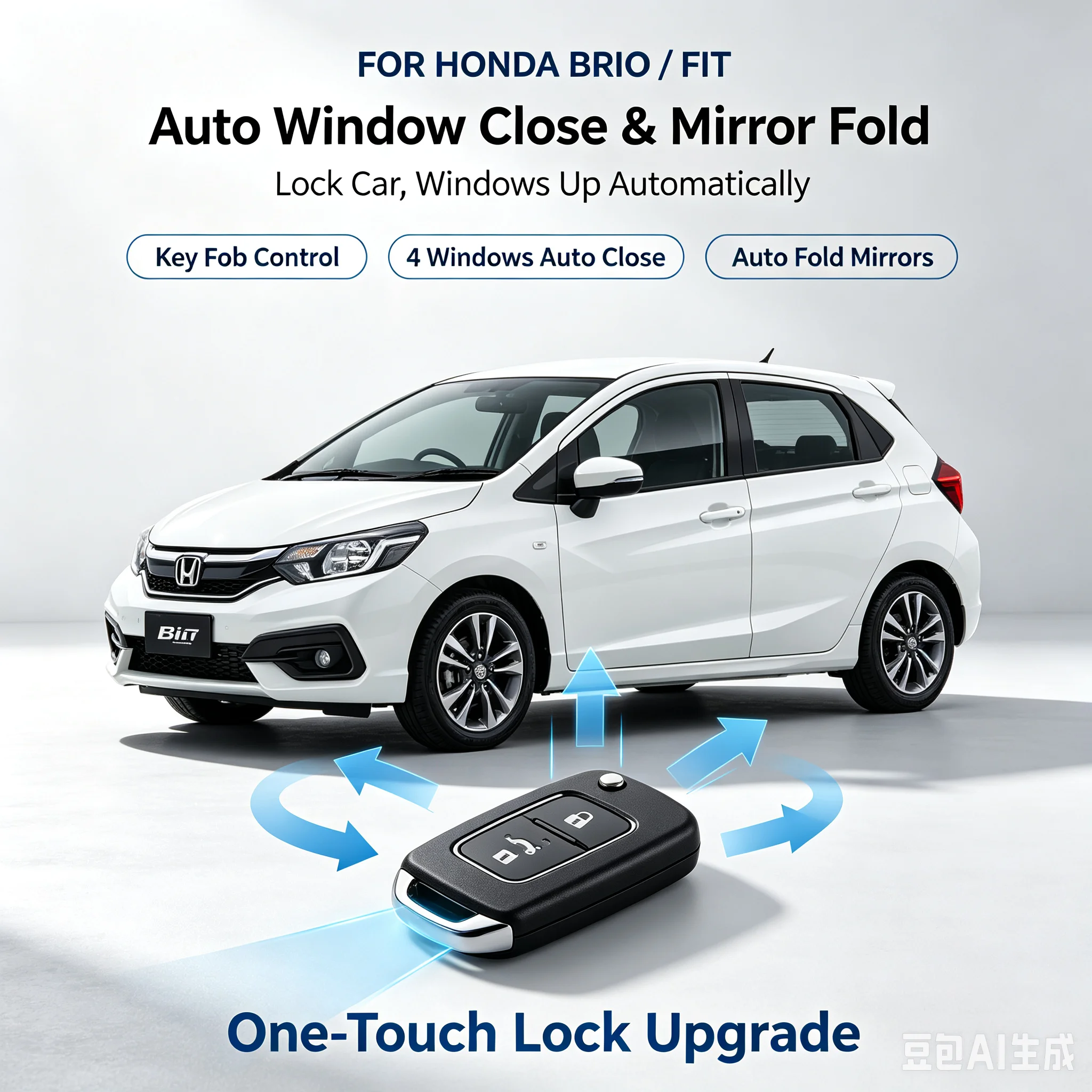 For Honda Brio Fit Auto Window Closer & Fold Mirror Module Lock Car Close Window Roll Up Folding Side Mirror Plug Play