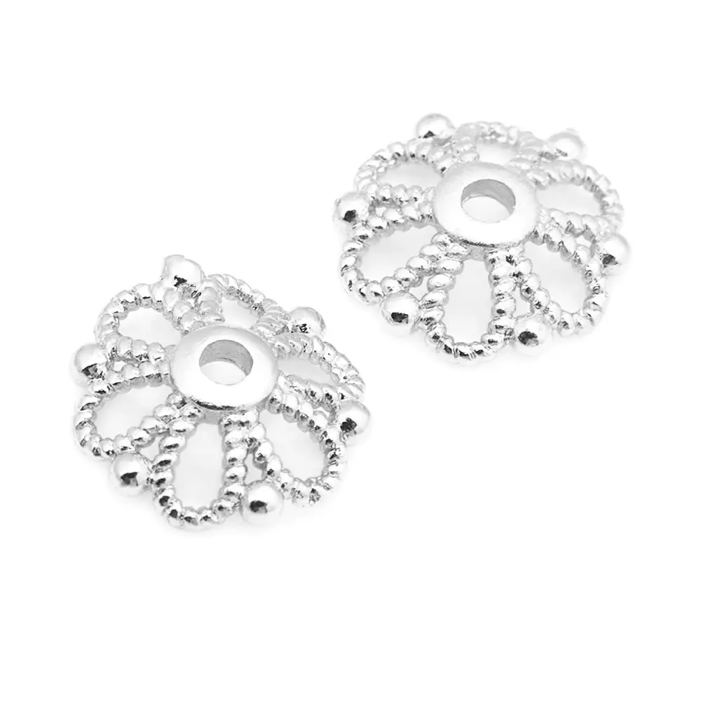 18K Goldfarbene Messing-Blumenperlenkappen Hochwertige DIY-Schmuckherstellungszubehör Halsketten- und Ohrring-Accessoires für Frauen – Detail 17
