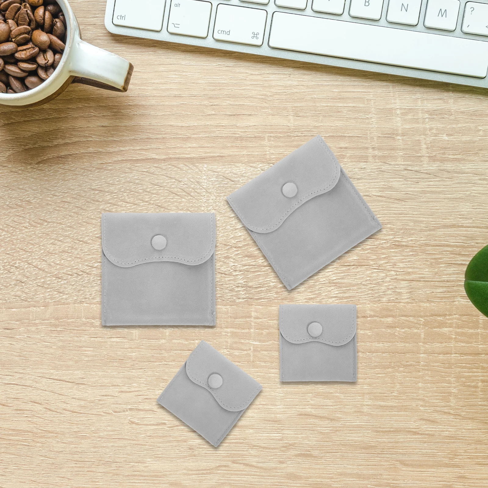 

10pcs Jewelry Pouch Storage Bag Organizer Snap Button Travel Home Gift Lint Material Dust Protection Earrings Necklaces Watch