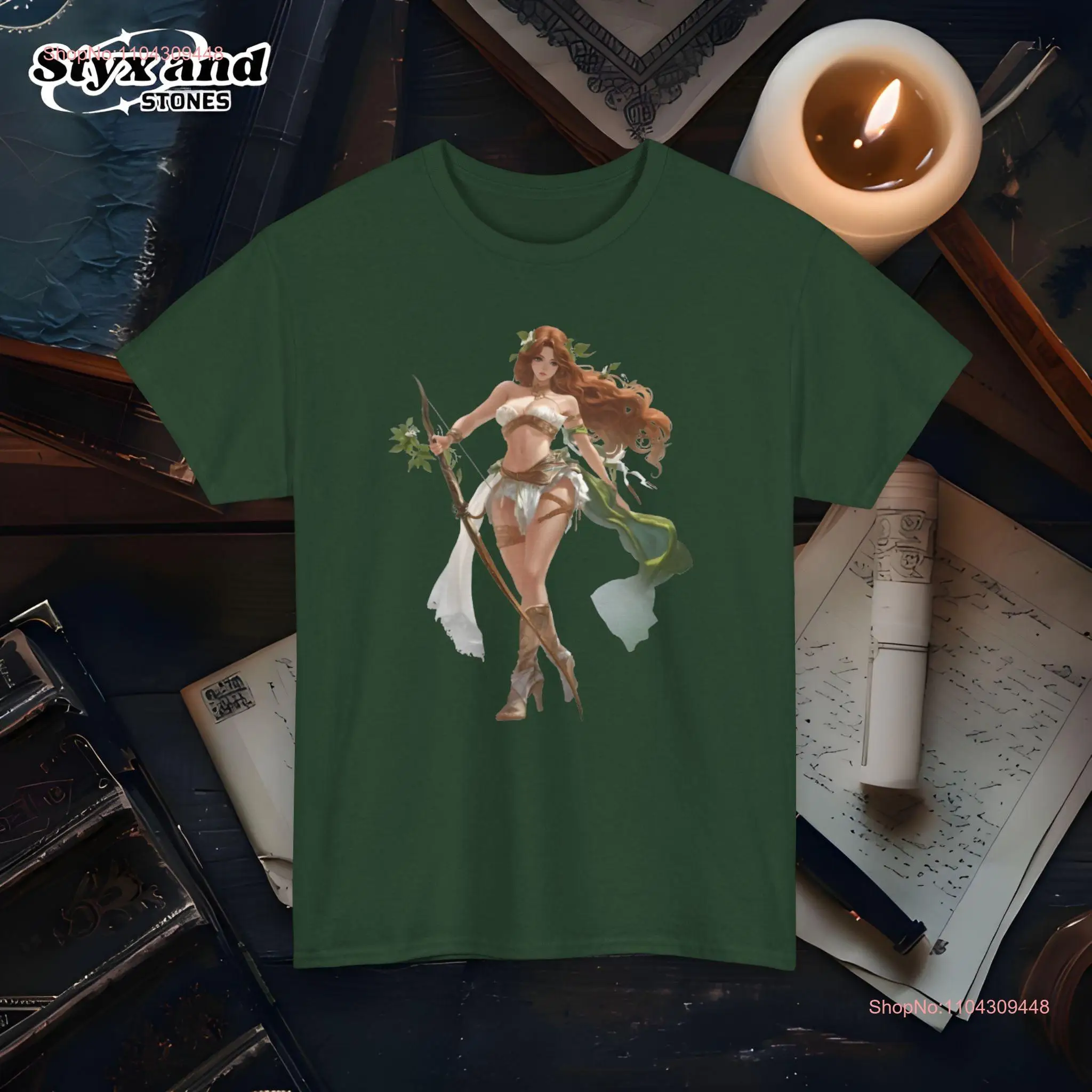 Camiseta de la diosa de la caza de Artemis, mitología griega, tiro con arco, princesa, amante de la naturaleza, ropa de hada bonita