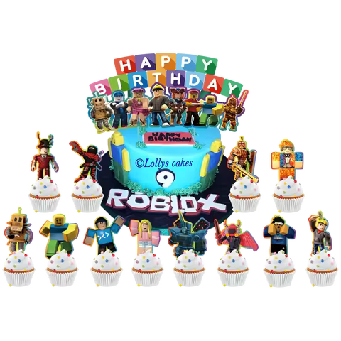 Roblox Birthday party Theme Decorations poster cake topper balloon Notepad banner plates cups Backdrop for Baby Shower Supply