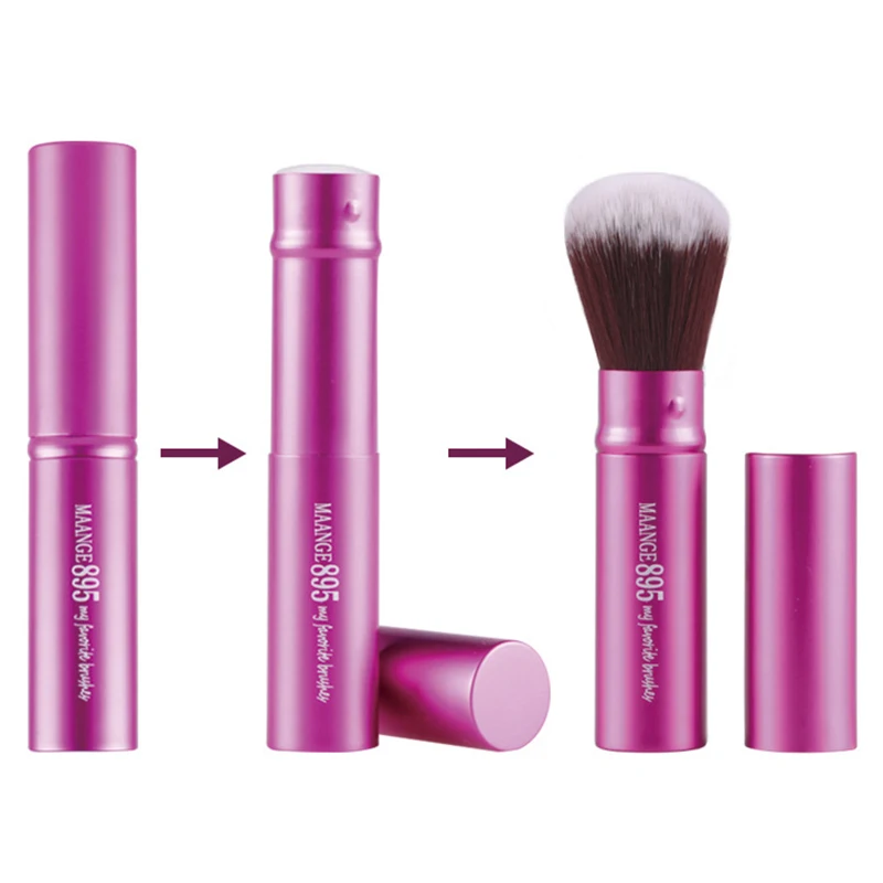 1 Uds. Mini brocha de maquillaje suave con cúpula retráctil profesional, base retráctil, colorete cosmético, brochas para polvos faciales