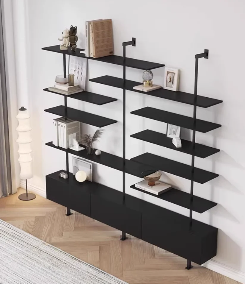 Italian simple bookcase creative wall bookcase study multi-layer wall shelf floor partition iron art display stand