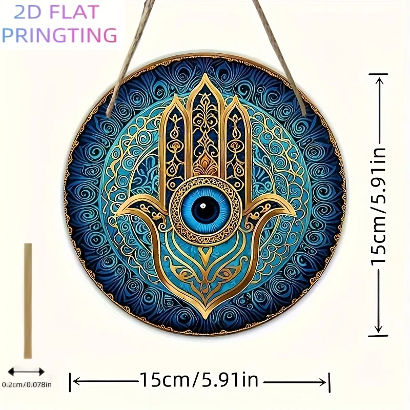 CIFBUY Vintage Hamsa Hand Aluminum Wall Art Waterproof Durable Metal Sign for Home Living Room Office Bar Decor