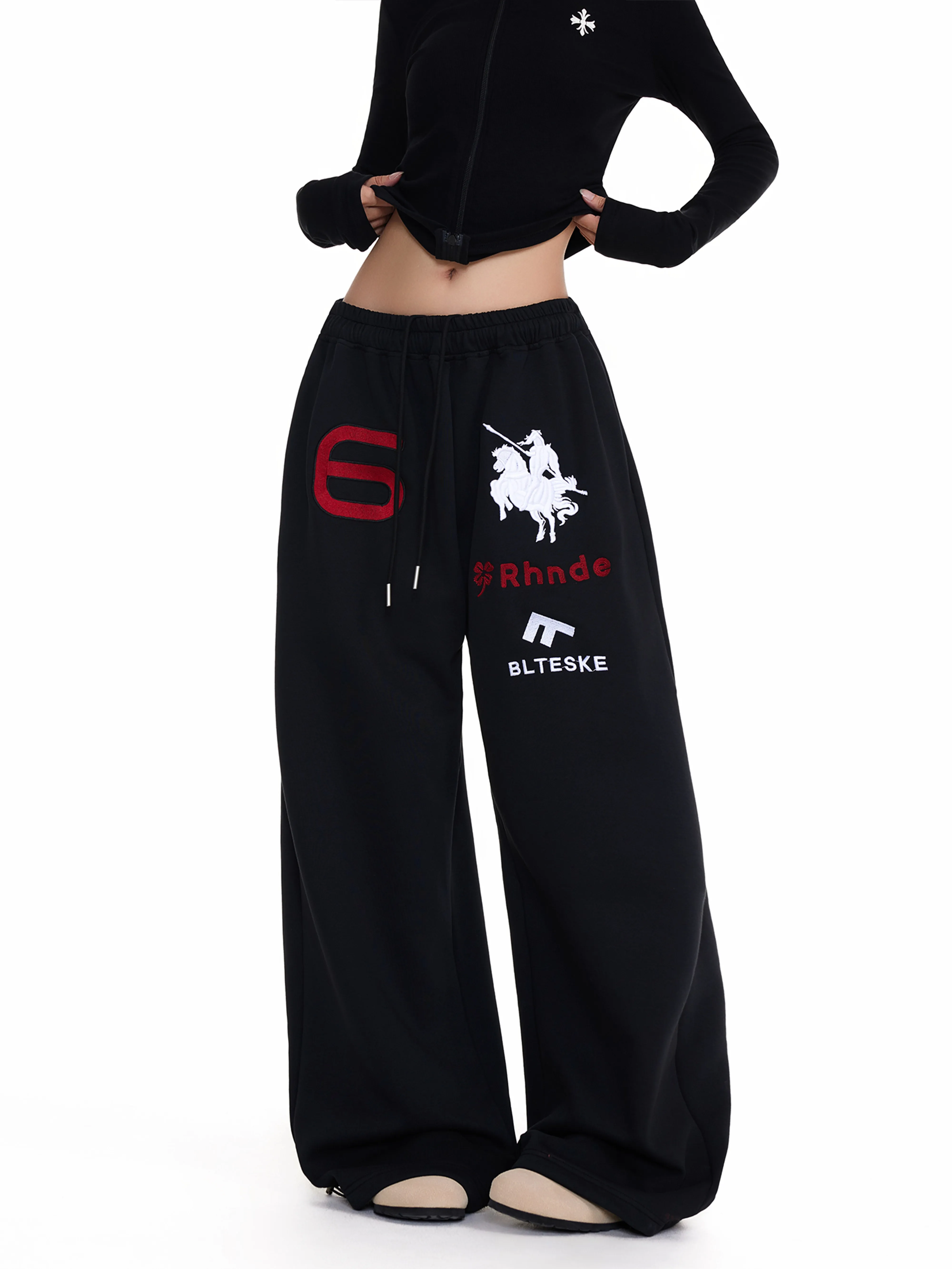 American High Street Angel Warhorse Print Elastic Waist Sweatpants Men's Loose Casual Baggy Versatile Sports Long Trousers
