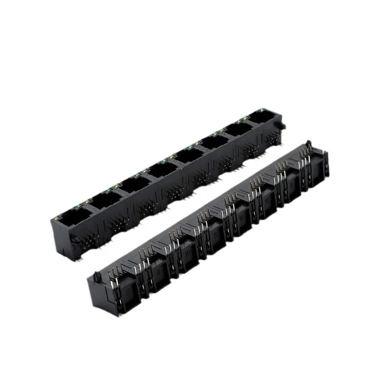 5JA1*8 8 Port UTP RJ45 Ethernet Connector Plastic Network Adapter with Dual LED Indicators 15.75cm for Computer Device Plug Port