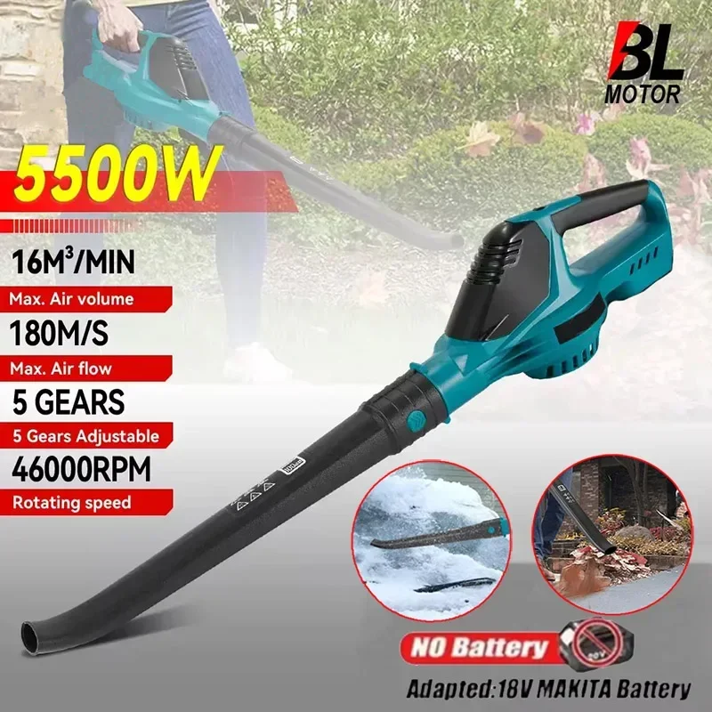 

5500W Brushless Electric Air Blower 46000RPM Cordless Efficient Leaf Snow Dust Blowing High Powerful Tool for Makita 18V Battery