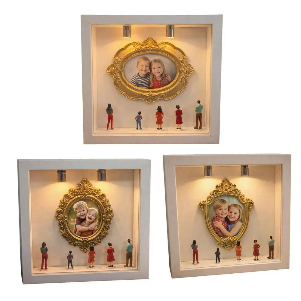 

DIY Mini Museum Silhouette Box with LED Light Mini Museum Frame Kit with 5 Figurines And 1 Frame Personalized Photo Display Case