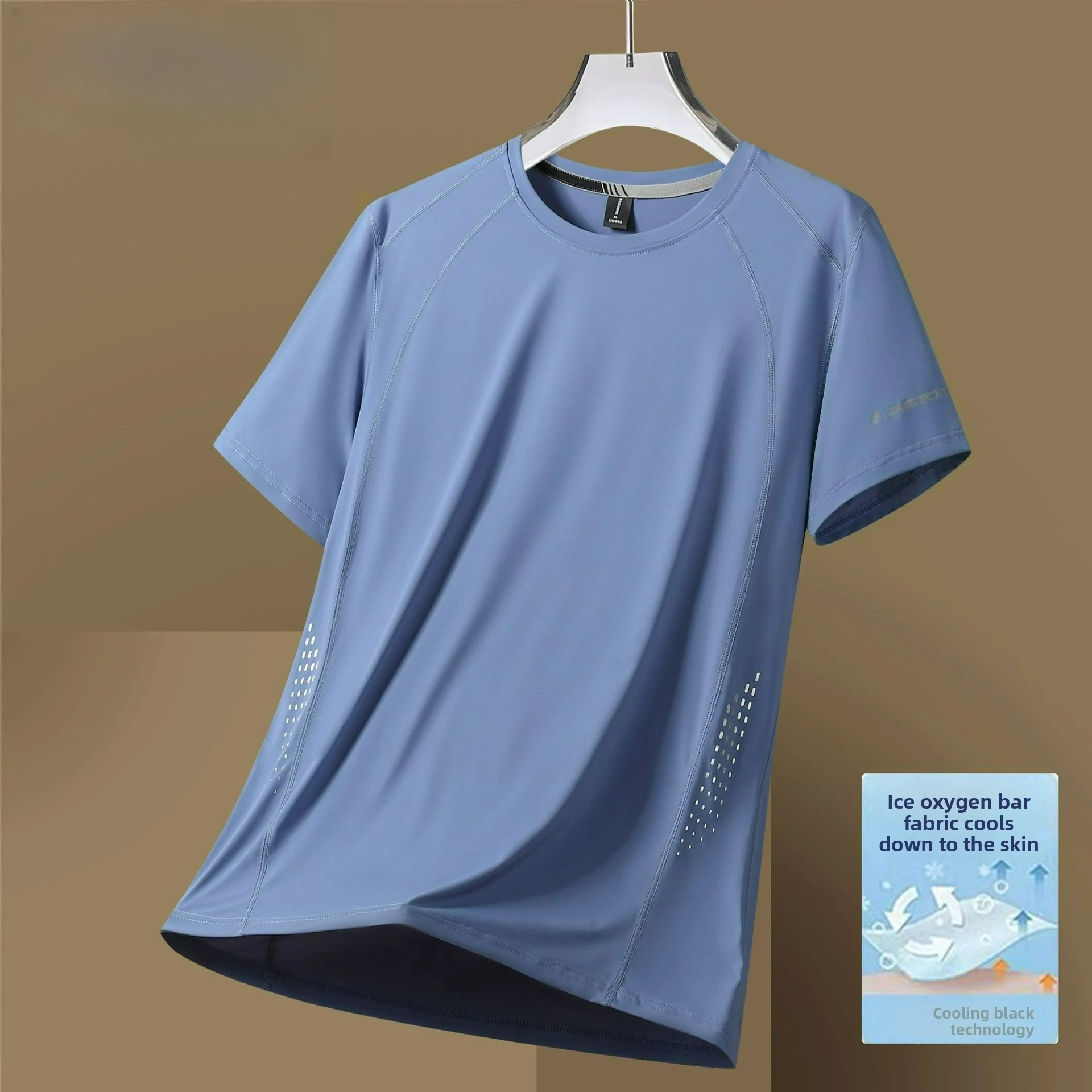 

Men's Ice Fitness T-shirt, Quick drying Breathable Running Sports Outdoor Mountaineering Hiking Training Men's Cycling T-shirt