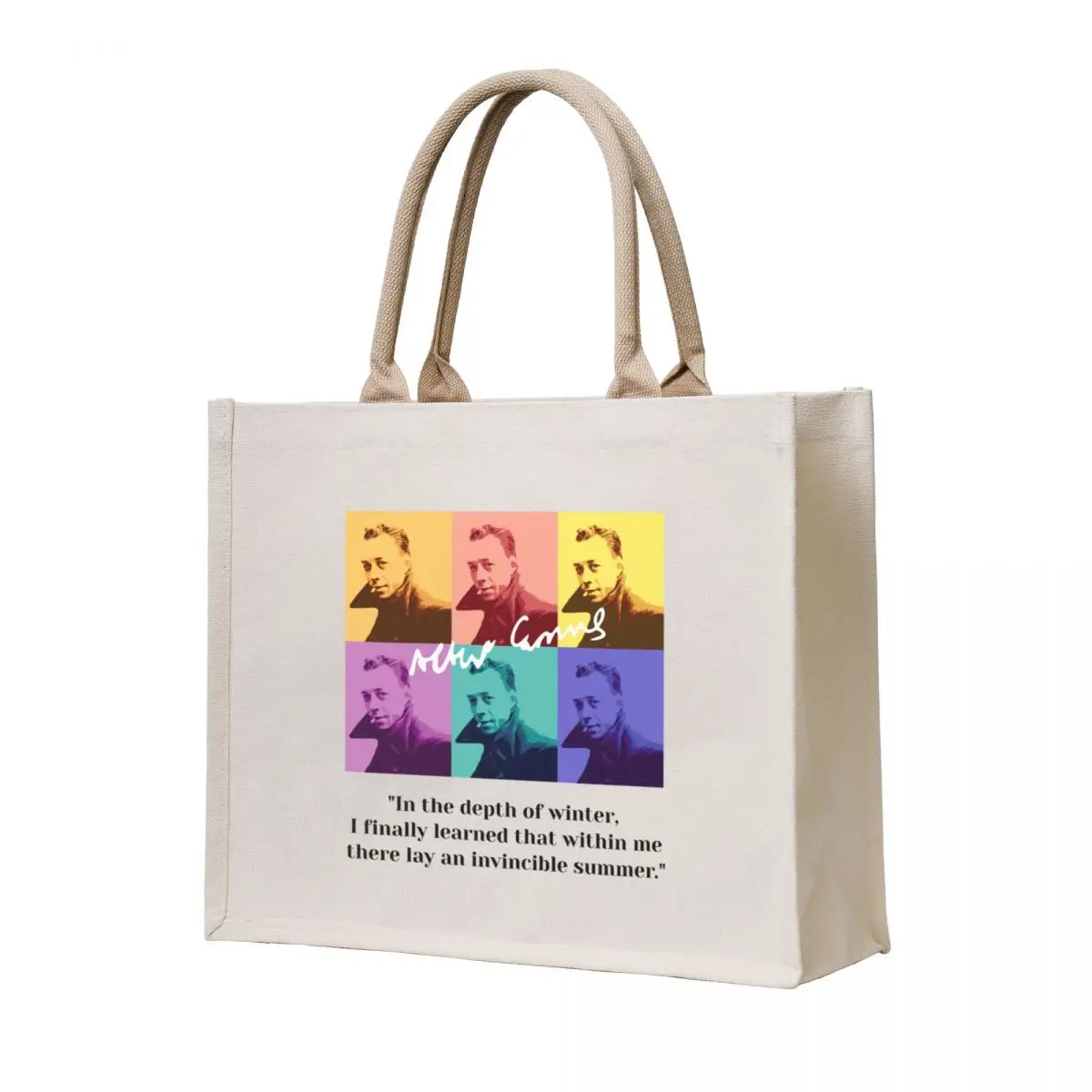 

Philosopher Albert Camus quotes pop art Tote Bag Gift bag female bag shopping cart bags bags woman 2025