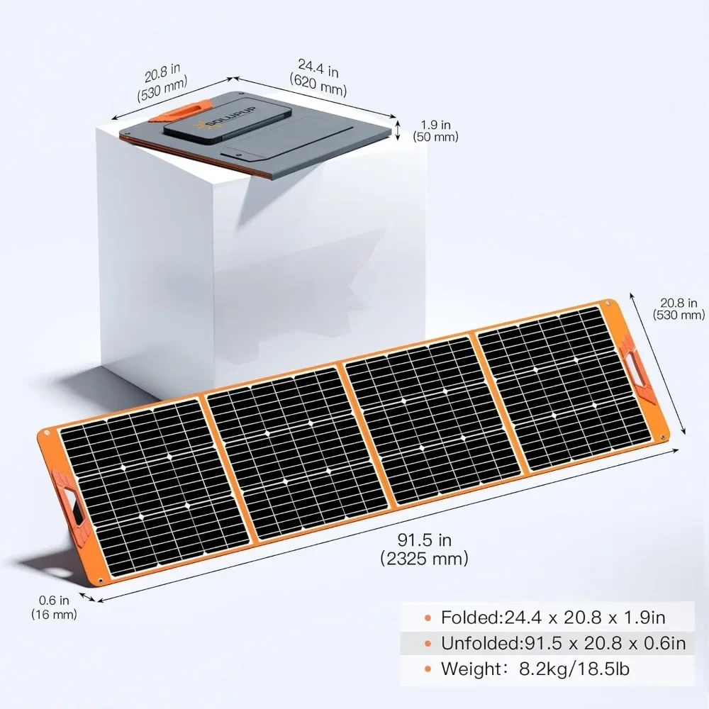 200 18V IP65 Waterproof Foldable Solar Panel for Power Station,with Adjustable Kickstands,MC-4 Cable for Laptop Outdoor Camping