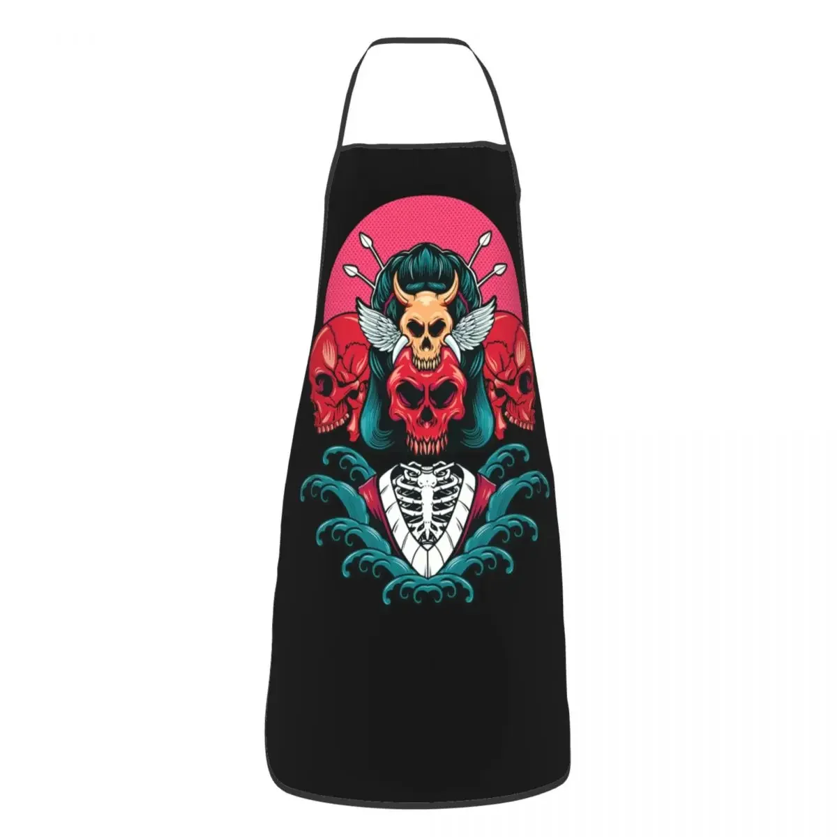 Funny Girls Skull Tattoo Art Bib Apron Men Women Unisex Kitchen Chef Gothic Day Of The Dead Tablier Cuisine for Cooking Baking