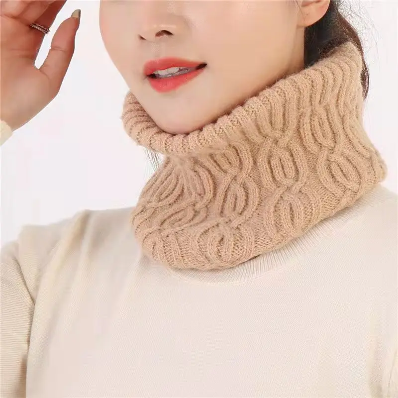 Korean Solid Thick Wool Knitted Hook Flower Neck Guard Fake Collar For Women Warm Scarf Winter Outdoor Cycling Pullover Bib V33