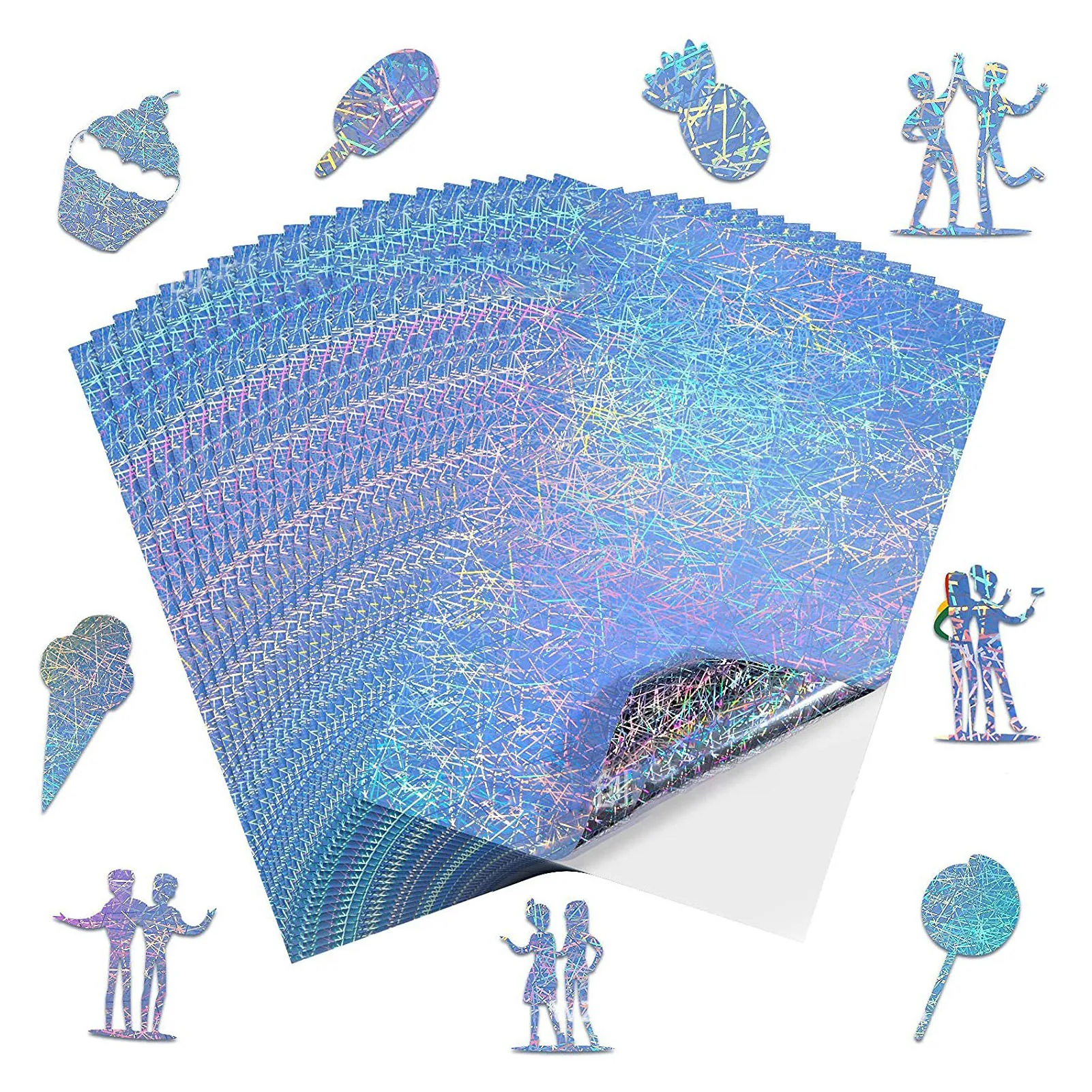20 Sheets Printable Holographic Sticker Paper Waterproof Quick Drying A4 Self Adhesive Paper for Inkjet Printers