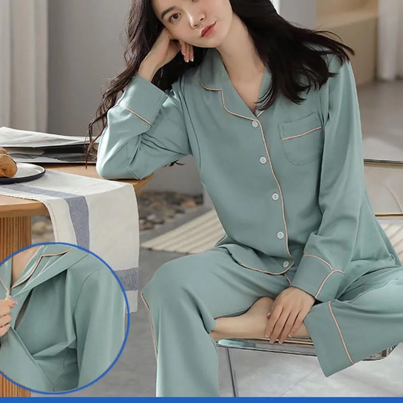 

Maternity Modal Cotton Nightwear 2 Piece Sets Spring Autumn Long Sleeve Loungewear Suits Casual Nightwears Pant Sleepwear Outfit