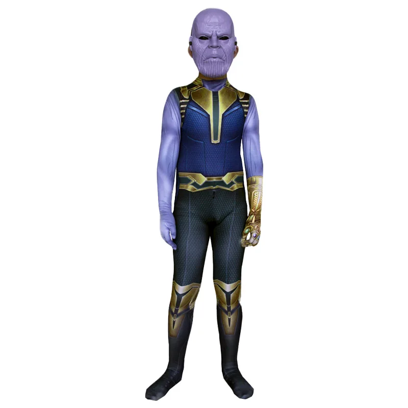 Disfraz de superhéroe para niños, traje ajustado de una pieza Thanos, versión sin músculos de Spider-Man