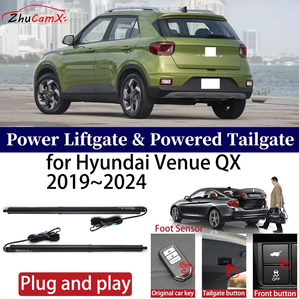ZhuCamX for Hyundai Venue QX 2019~2024 Car OEM Power Liftgate Automatic One-Click Powered Tailgate Strut opener Plug and play