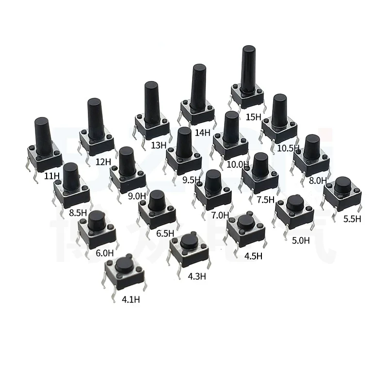 20Pcs DIP 6*6*4.3MM 6X6X4.3/4.5/5.0/5.5/6.0/6.5/7.0/8.0/8.5/10/11/12/13/15/16MM Tactile Tact Push Button Micro Switch Momentary