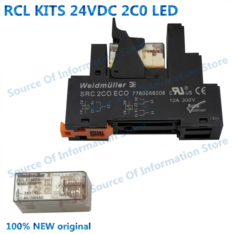 Weidmuller RCL424024 relay with base RCL KITS 24VDC 2CO 7760056025