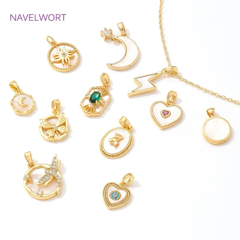 Trendy Charms 18K Gold Plated Brass Natural Shell Pendant Charms For Jewelry Making Supplies,DIY Necklace Making Accessories