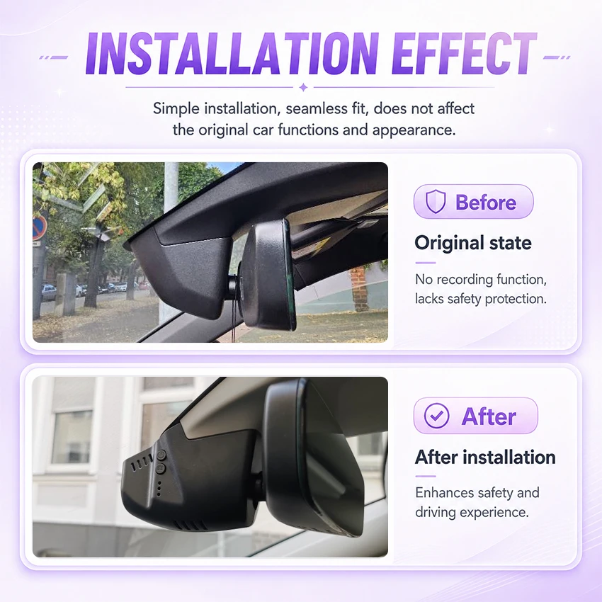 Dash Cam for Volkswagen VW Passat B8 Golf 78 Arteon Allspace Atlas Sharan Magotan for Skoda Seat, Plug and Play 4K WIFI Car DVR