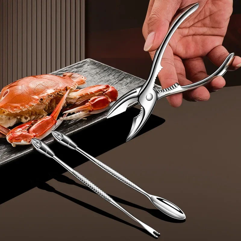 1 Set Crab Tools Zinc Alloy Material Scissors Household Pliers Peel Crab Tools Scissors Clip Three-piece Kitchen Supplies