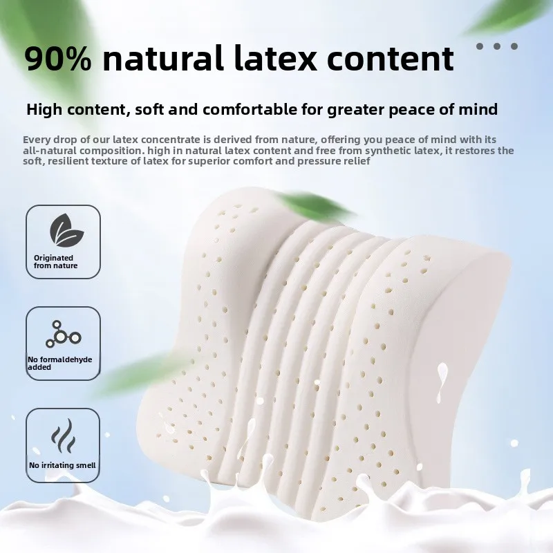 Latex Car Headrest & Lumbar Support Pillow Set, Neck Waist Cushion for Driving Vehicle Seat