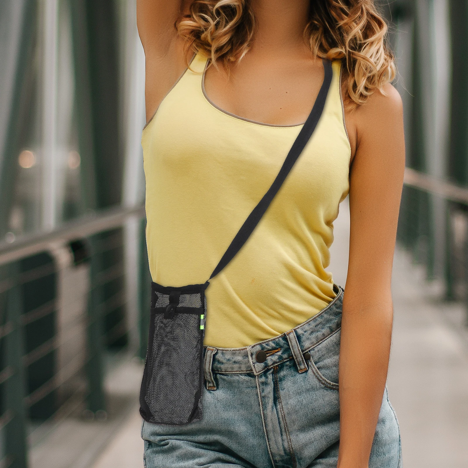 

2pcs Water Carrier Bag Mesh Cup Sleeve With Strap Portable Crossbody Holder For Travel Outdoor Reusable Insulated Bottle