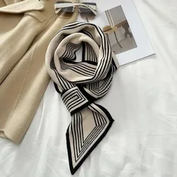 New 130x13cm Flower Korean Version Small Women Scarf Versatile For Autumn Winter, warm Scarves Angled Party Gift