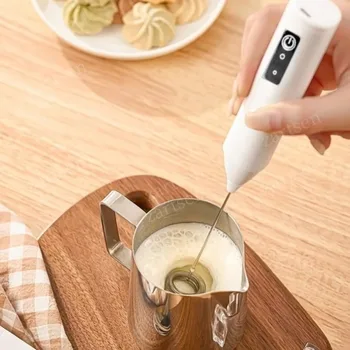 MINI Milk Frother USB Rechargeable 3 Speeds Foam Maker Coffee Whisk Mixer Electric Handle…