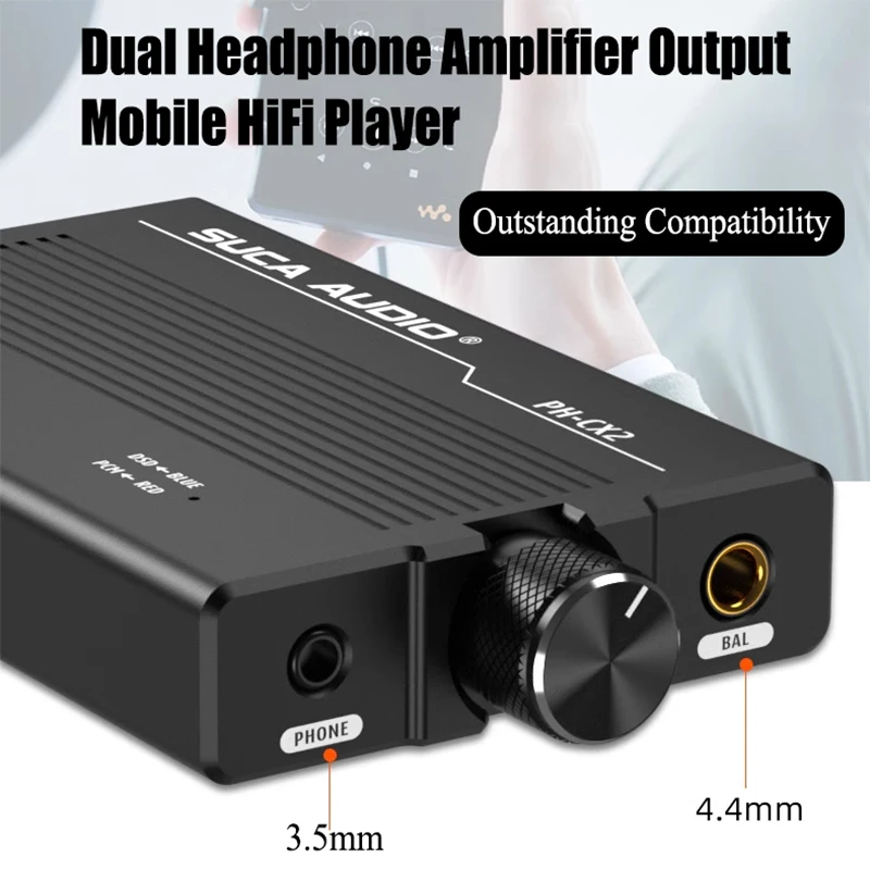 Amplificador portátil de auscultadores HIFI, Mobile Companion, descodificação rígida, equilibrado, máquina integrada AMP, 3.5mm, 4.4mm Hole, 3000mAh