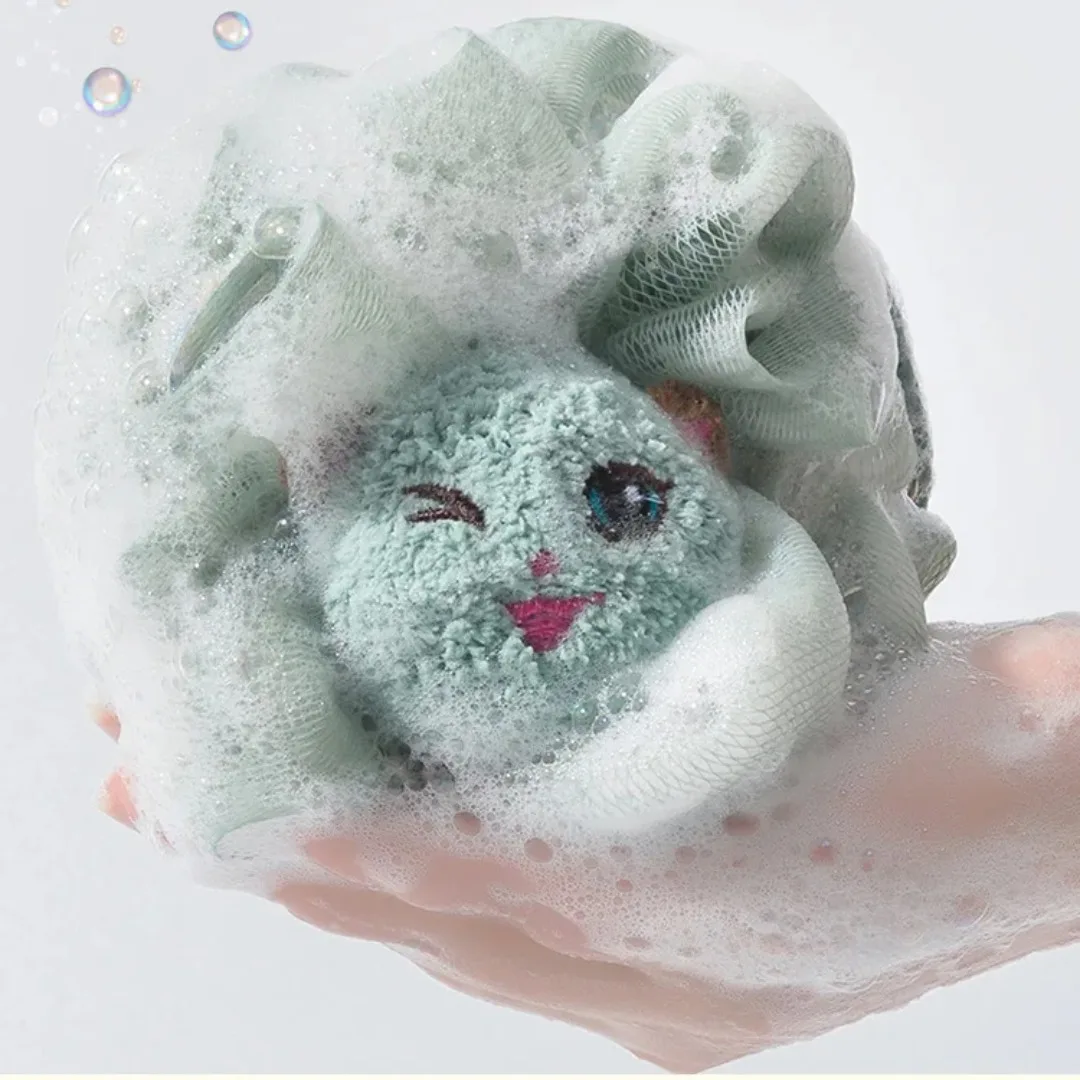 Palline di pizzo da bagno in rete morbida Spazzola per la pulizia della pelle Soffio per doccia Detergente esfoliante per il lavaggio del corpo Scrubber Bagno Fiore Accessori da bagno