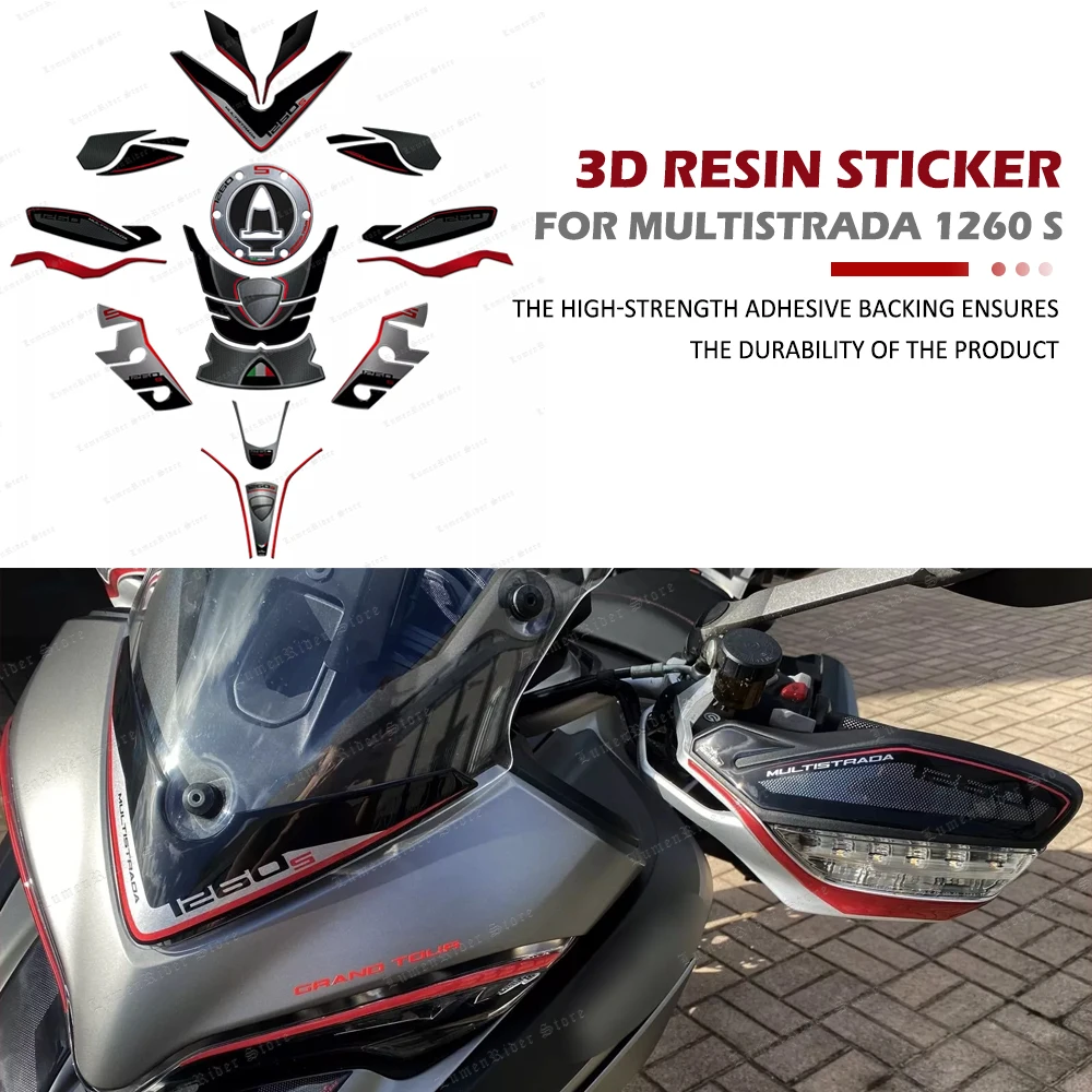 

Motorcycle Accessories Fuel Tank Pad Protector Covers Waterproof 3D Epoxy Resin Stickers Kit for Multistrada 1260S 2020