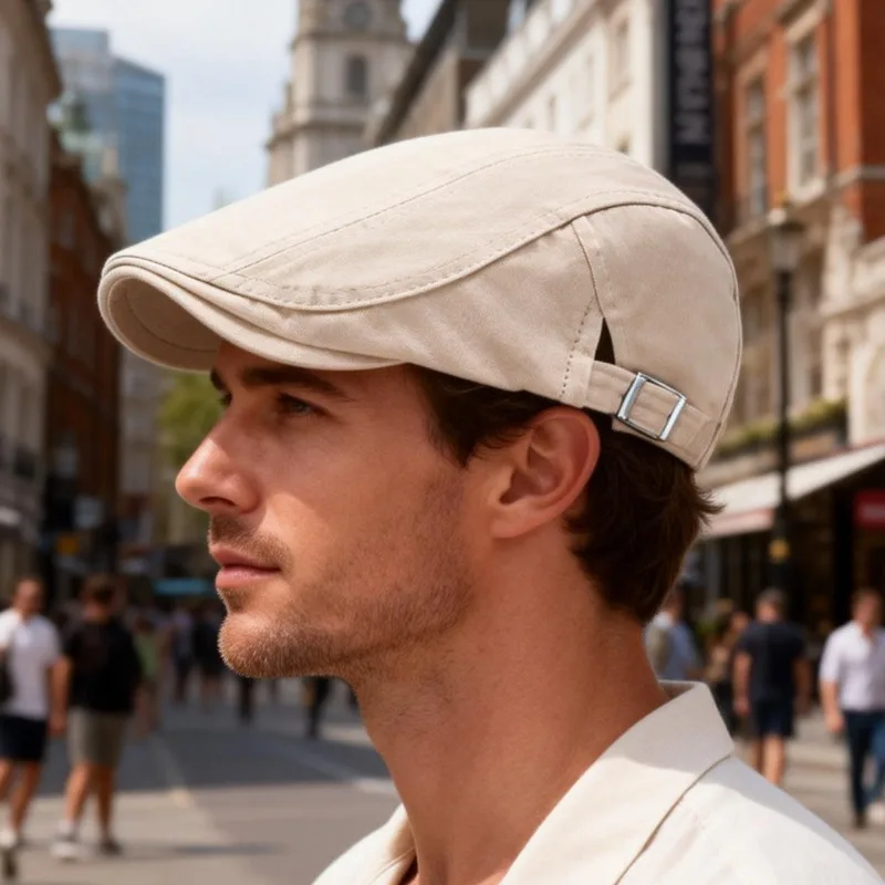 Klassische Britische Newsboy-Mütze Weiche Sommermütze für Herren Trendige Lässige Baskenmütze Flache Ivy-Kappe Weiche Einfarbige Fahrermütze – Detail 2
