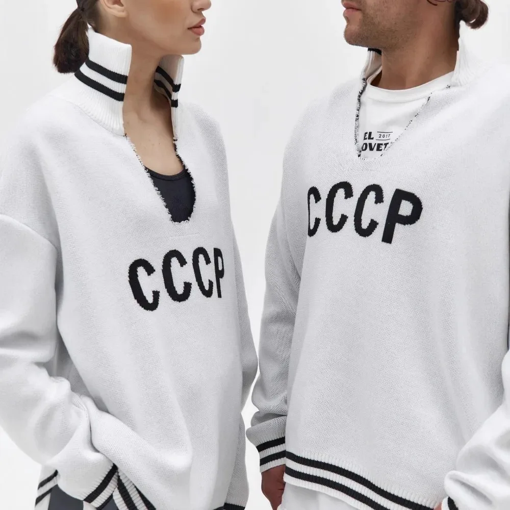 

Lazy Style Embroidered U-neck Knitted Sweater Autumn and Winter Women's Y2K Street Daily Campus Hiking Casual Pullover Sweater