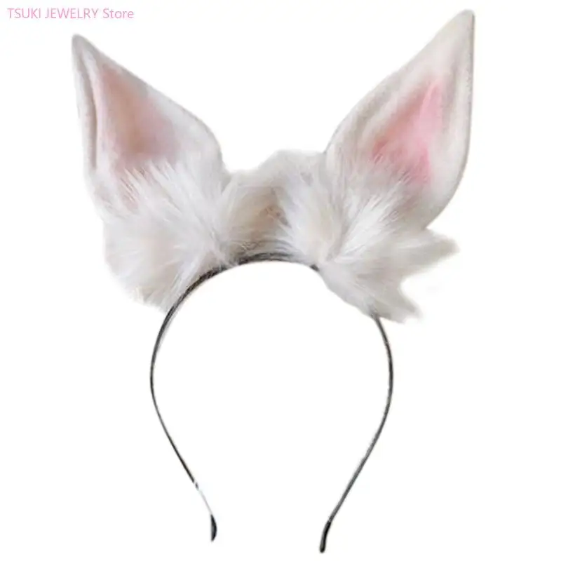 

62KE Japanese Ruiben Rabbit Ear Hairband Hairpin Dual-use All-match Simulation Animal Headdress for Female Girl Happy Selfie