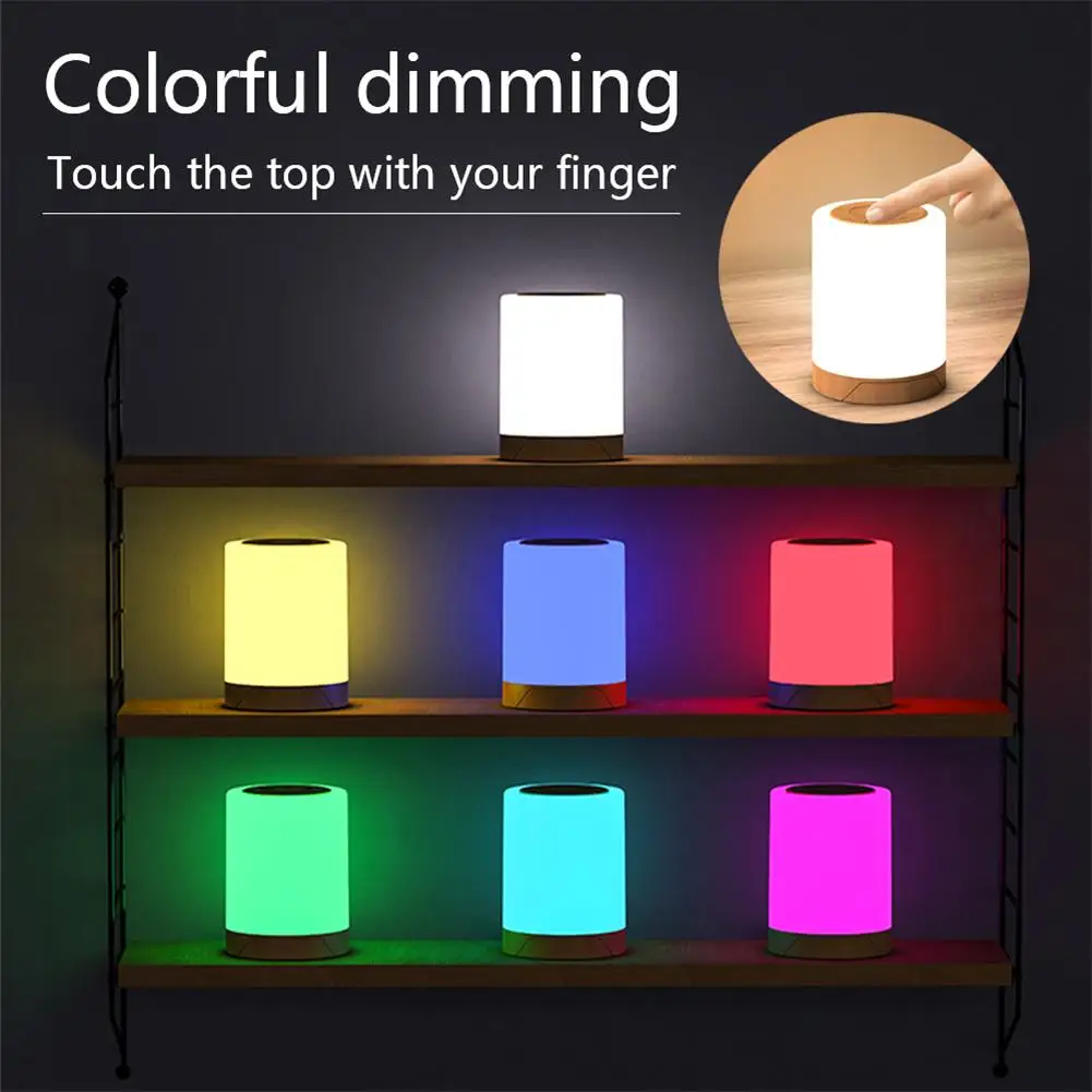 LED Night Lamp USB Rechargeable Touch Sensor Bedroom Bedside Sleeping Lights Soft Light Colorful Dimmable Room Decoration Gifts