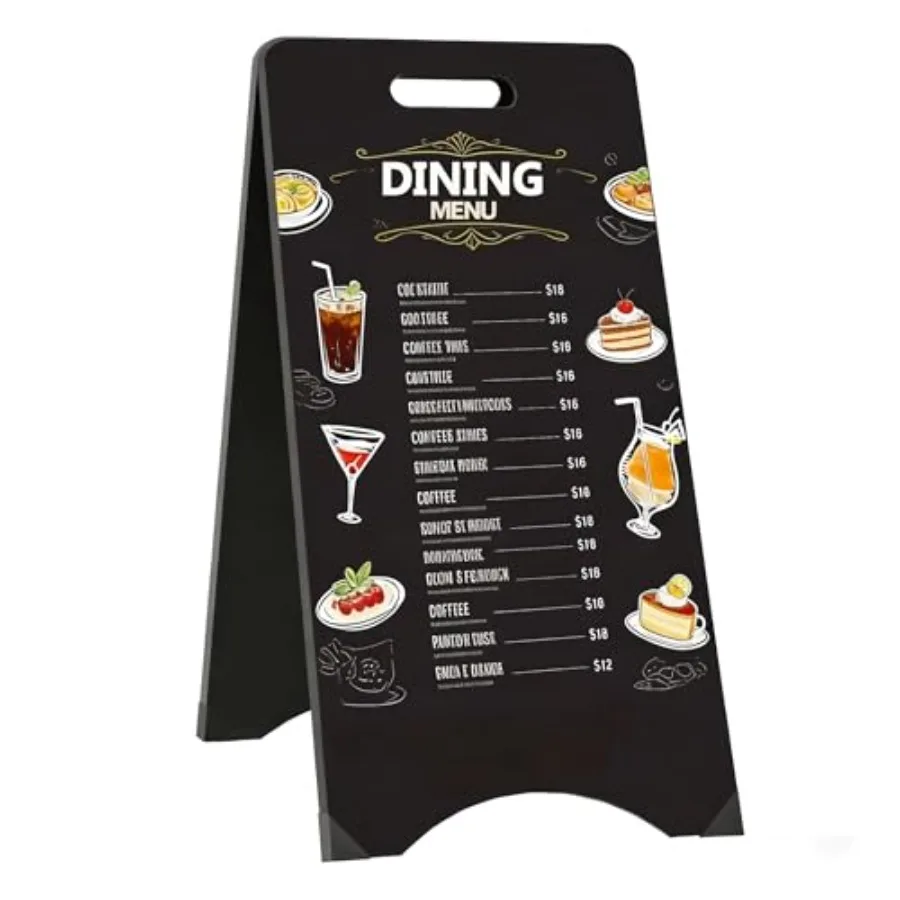 Letrero de pizarra tipo A grande de 15 x 30 pulgadas, pizarra tipo sándwich de doble cara, letreros para acera, pizarra plegable para exteriores, exhibición de menú