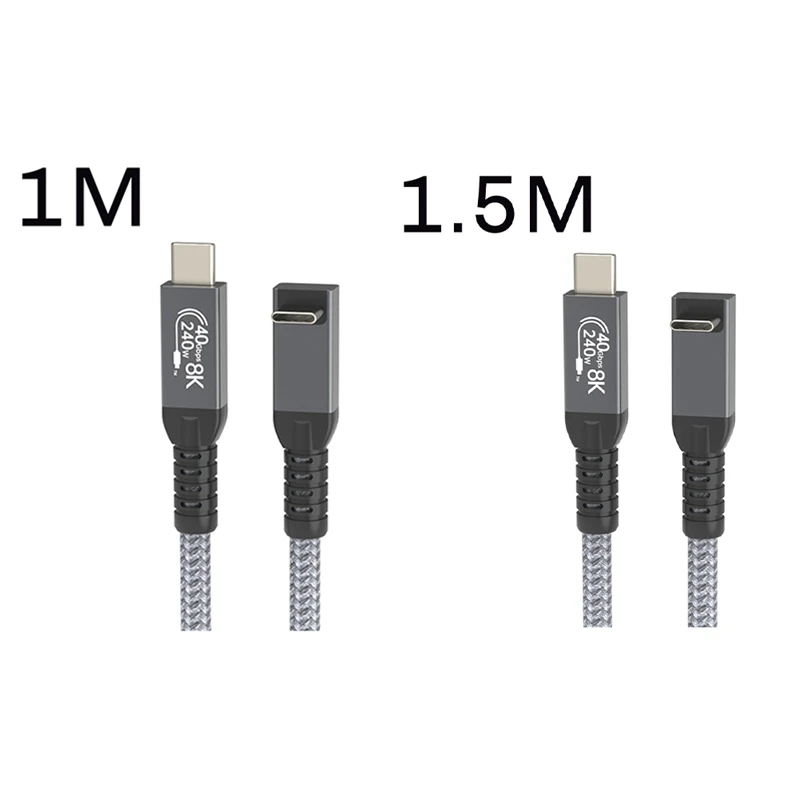 Câble de données USB 4 Type C, coude stéréoscopique à 90 °, 40Gbps, charge rapide PD 240W, transfert vidéo 8K
