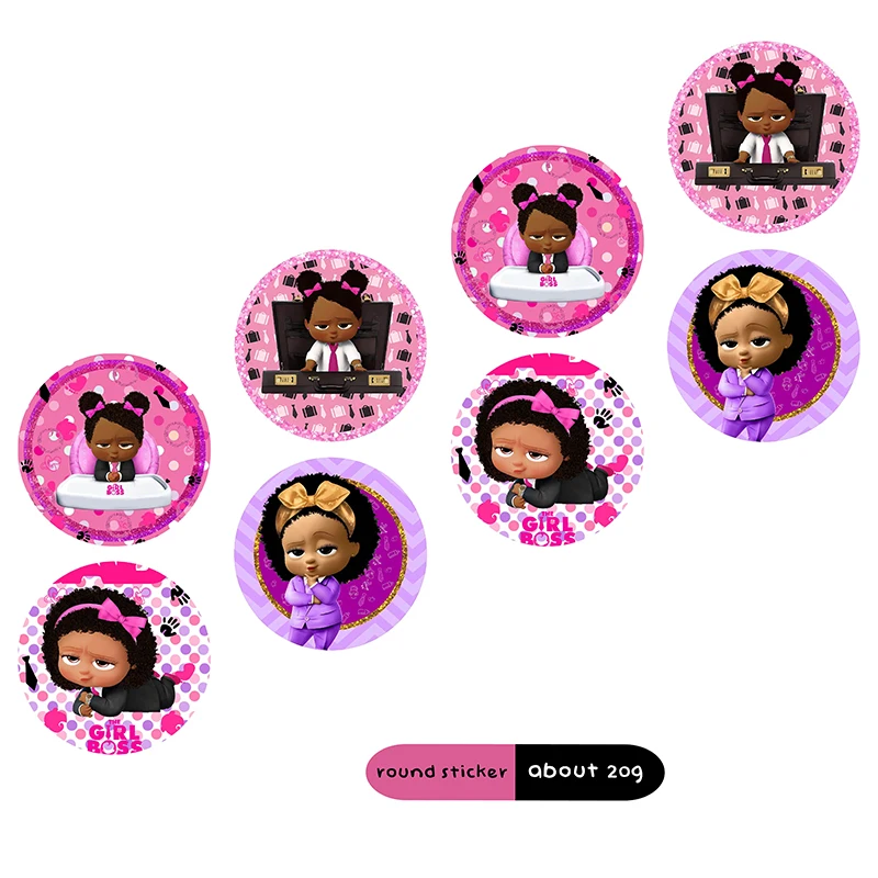 ملصقات كرتونية باللون الأسود للفتيات بوس بيبي - ملصقات مقاومة للطقس لقرطاسية الأطفال وتغليف الهدايا والمجلات الرصاصة #1