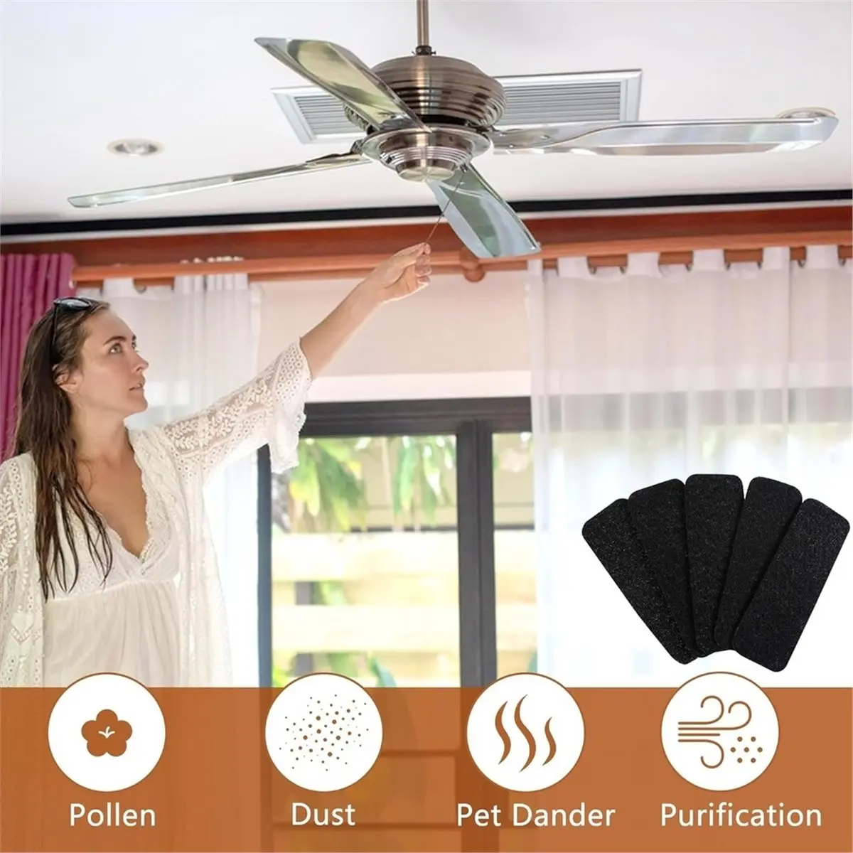 Home Tool 30 Pcs Ceiling Fan Filters for Blades- Activated Carbon Ceiling Fan AirPurifier Pads- Ceiling Fan Blade Air Filter