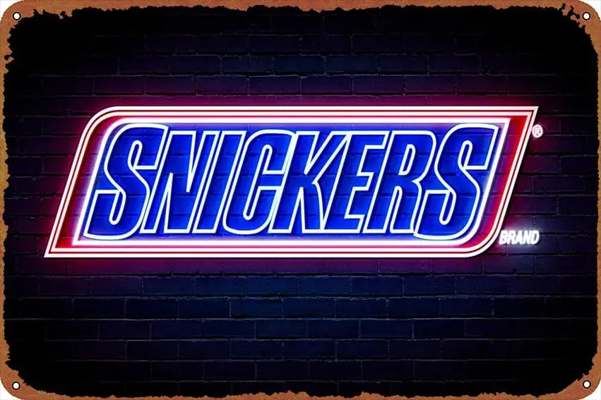 snickers Self-Improvement Posters Vintage Tin Sign for Bar Office Home Wall Decor Gift Retro Metal Sign 12 X 8 inch