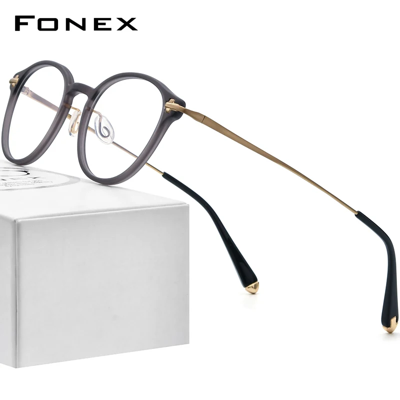 

FONEX Acetate Titanium Eyeglasses Frame Men Vintage Round Glasses Women Spectacles Eyewear BY88003