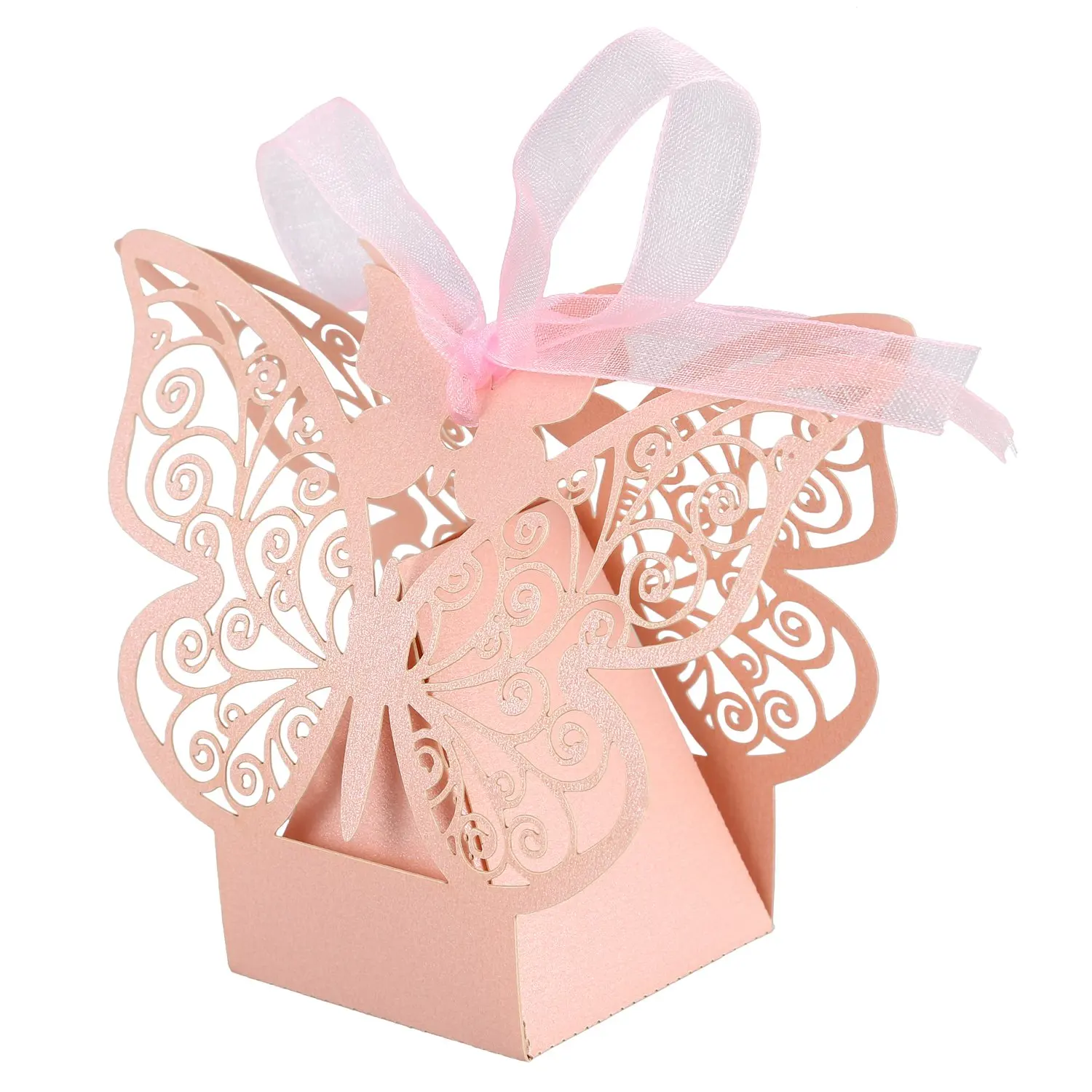 Butterfly Wedding Favour Box, Presentes De Festa De Aniversário, Caixas De Doces, Rosa, 50Pcs