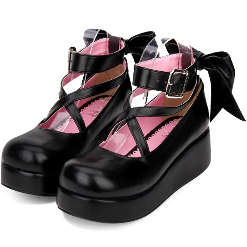 waq31 Japanese Style Lolita Sweet Princess Girls Platform Shoes w/Bowknot Anime Halloween Cosplay Shoe 2025 New